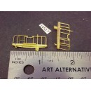 1450-7 -HO Caboose end railing assembly, ladders, brake stand, (no wheel), short ladders, 1-1/8W x 1/2" to top of railing - Pkg. 2